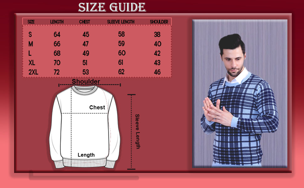 Sky & White Checkered Jacquard Men’s Sweater