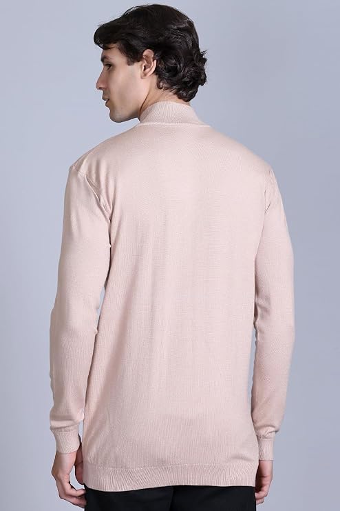 Men’s Self Design High Neck Cream Sweater