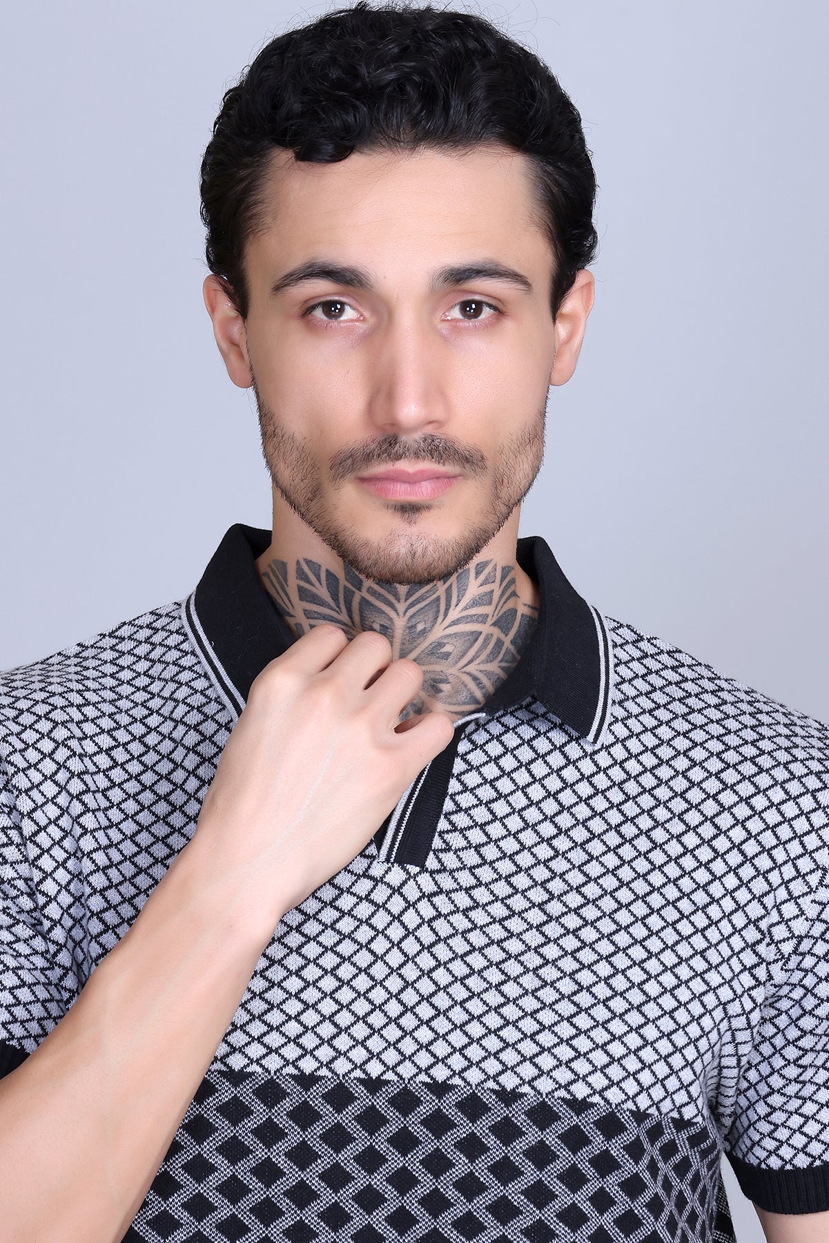 Jacquard Polo T-Shirt Black