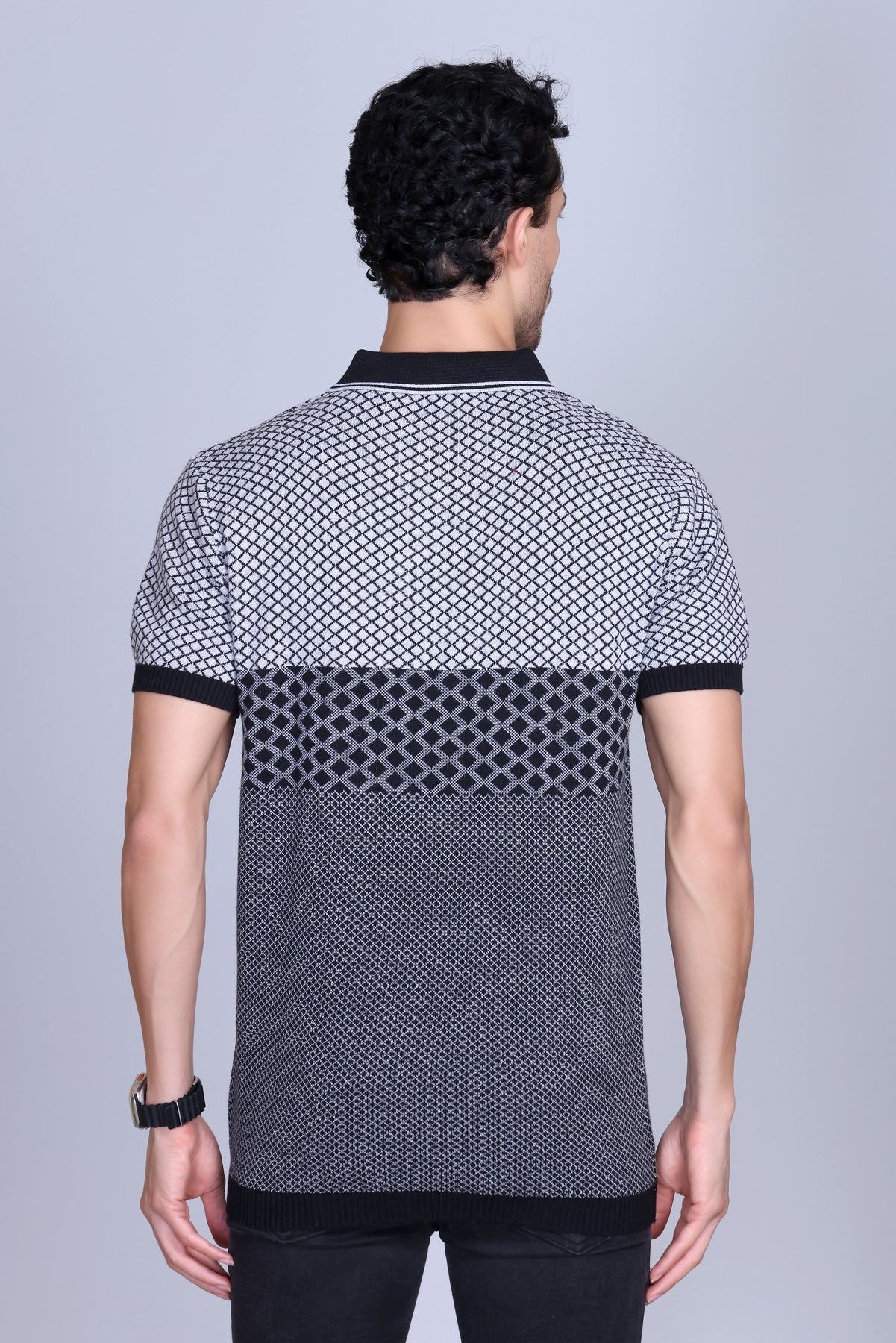 Jacquard Polo T-Shirt Black