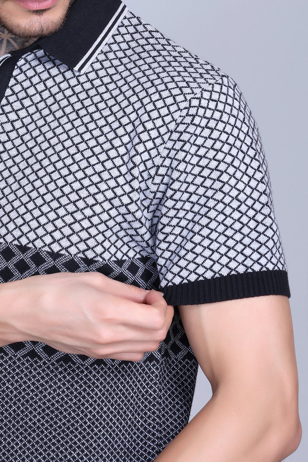 Jacquard Polo T-Shirt Black