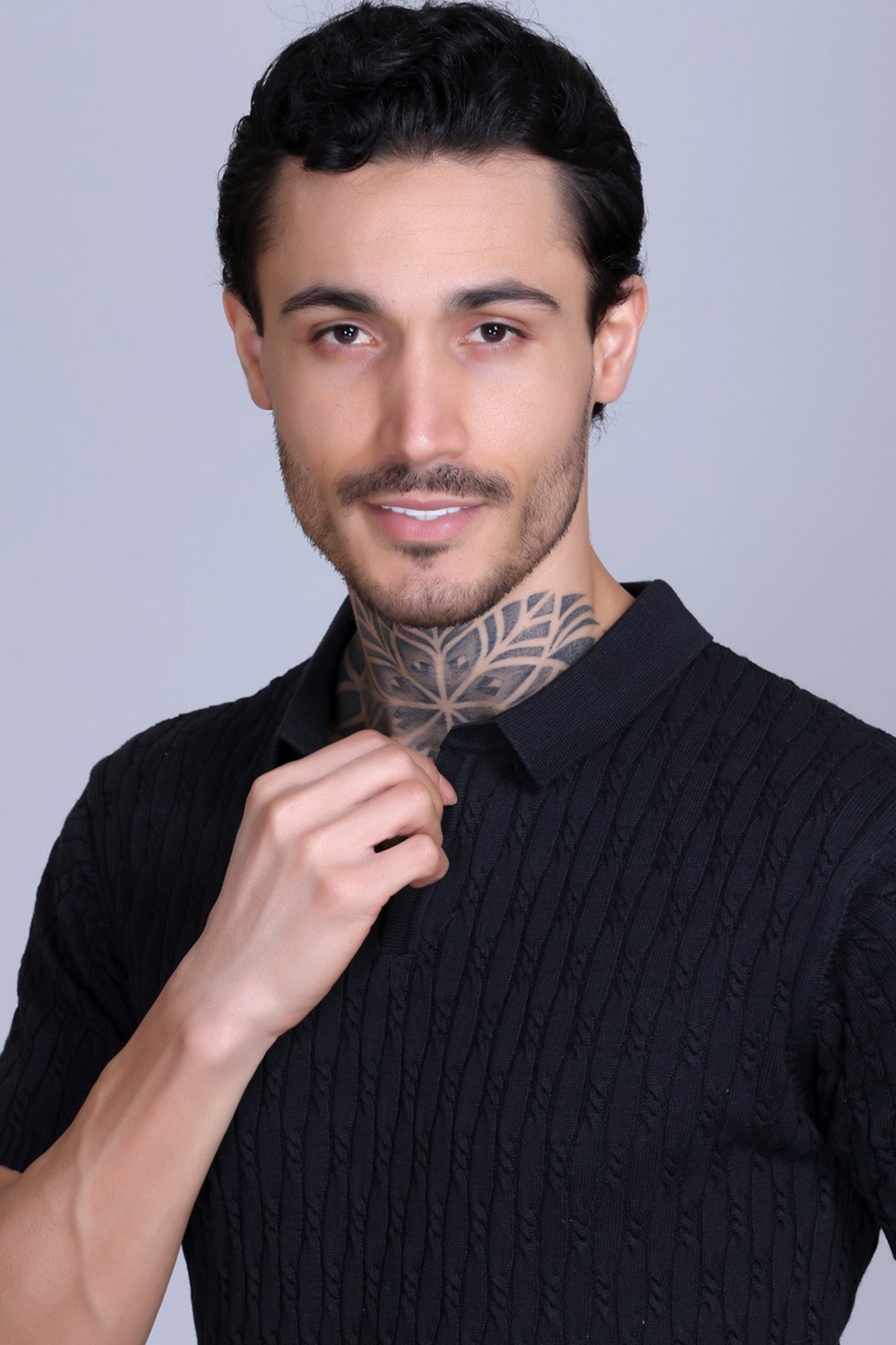 Cabe Knit Polo T-Shirt Men Black