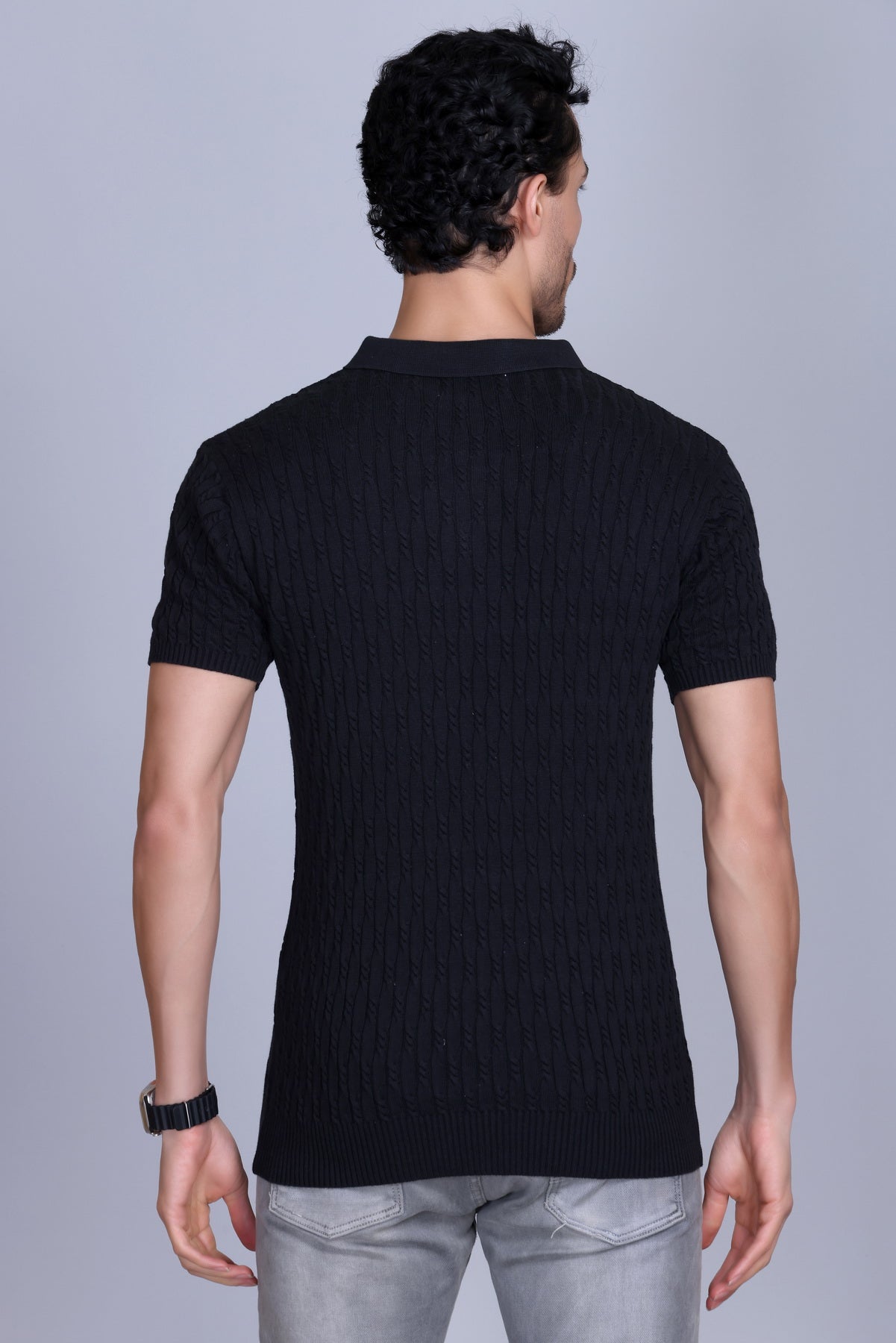 Cabe Knit Polo T-Shirt Men Black
