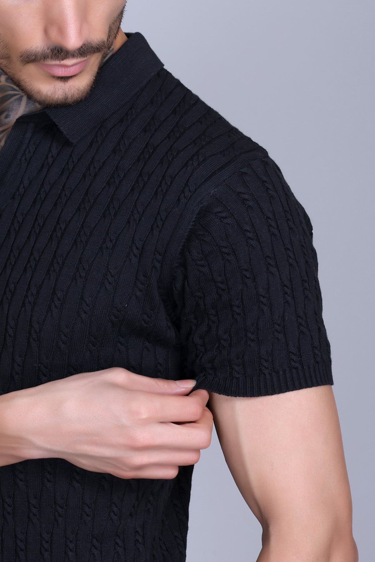 Cabe Knit Polo T-Shirt Men Black