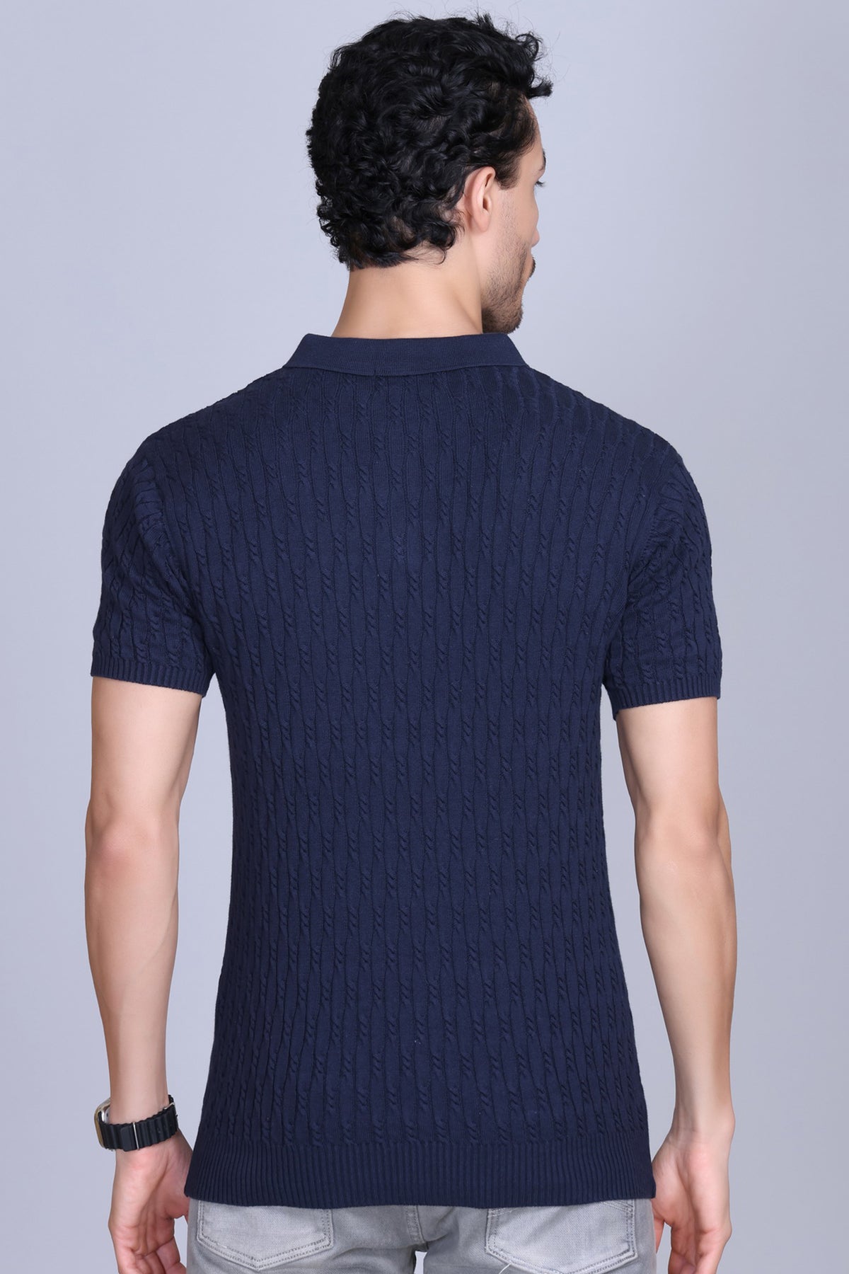 Cabe Knit Polo T-Shirt Men Black