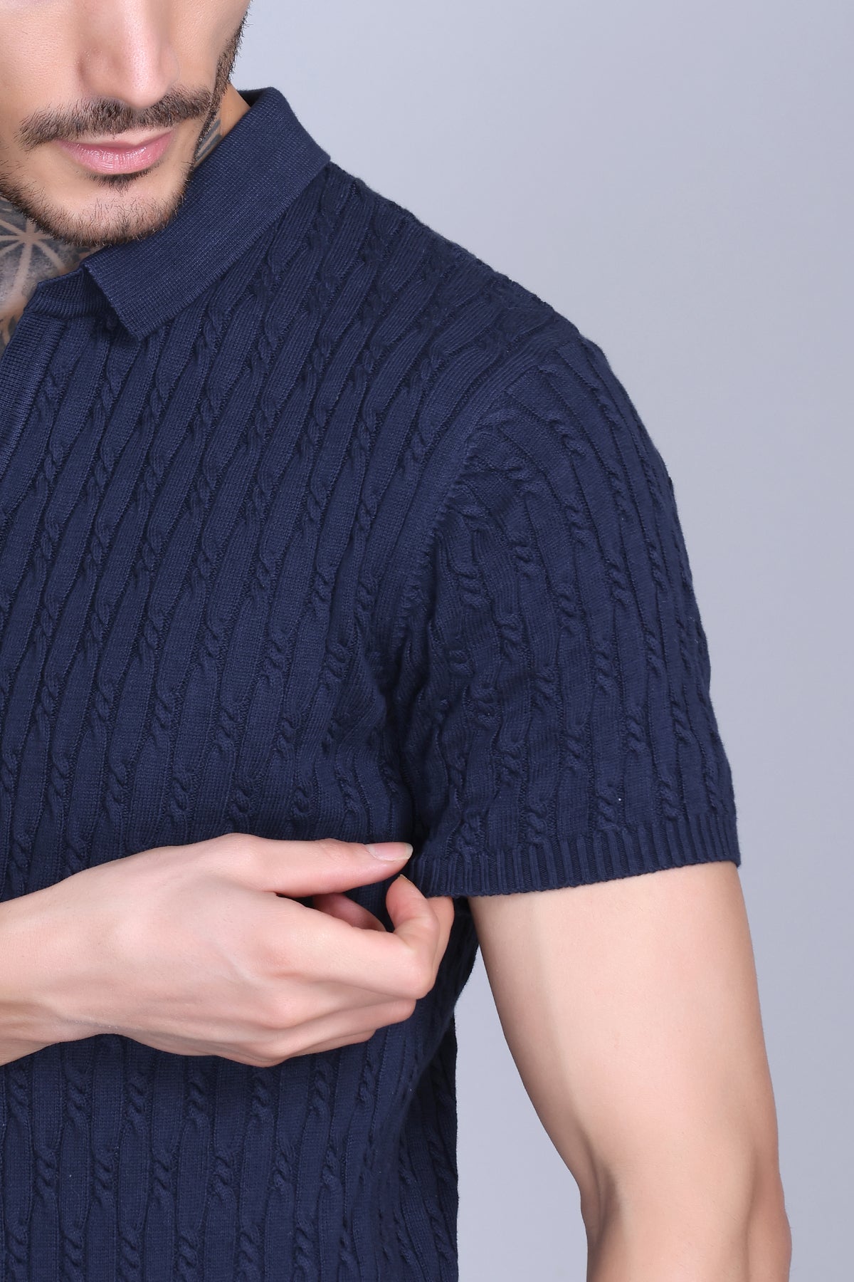 Cabe Knit Polo T-Shirt Men Black