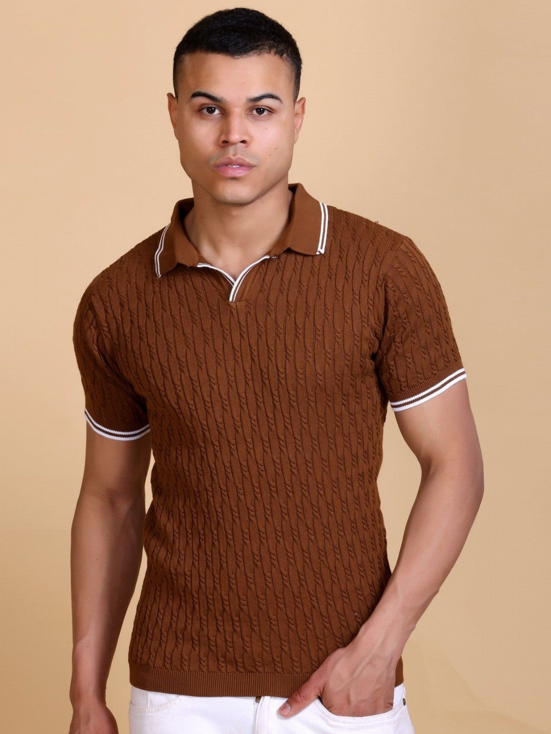 Cabe Knit Polo T-Shirt Men Black