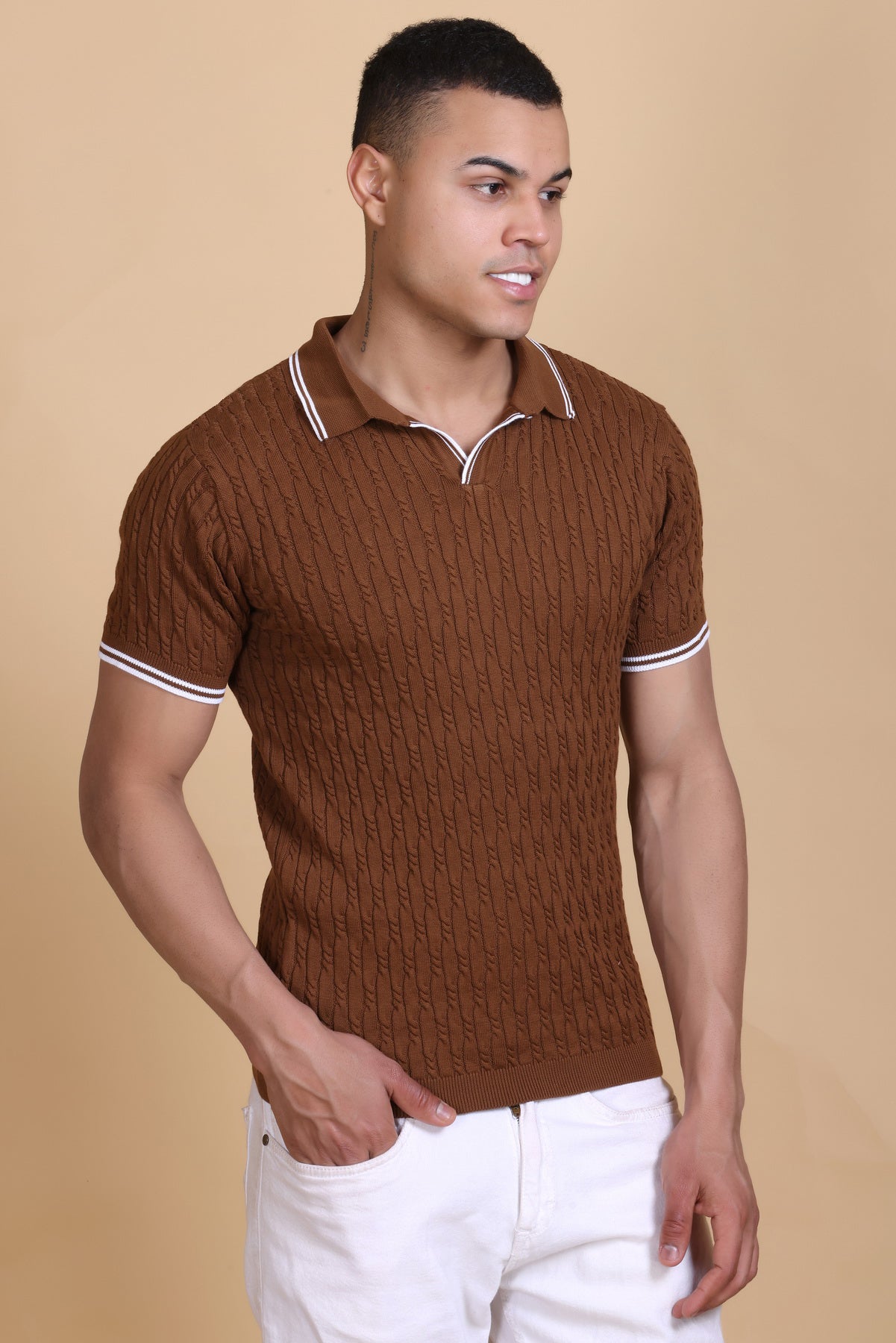 Cabe Knit Polo T-Shirt Men Black