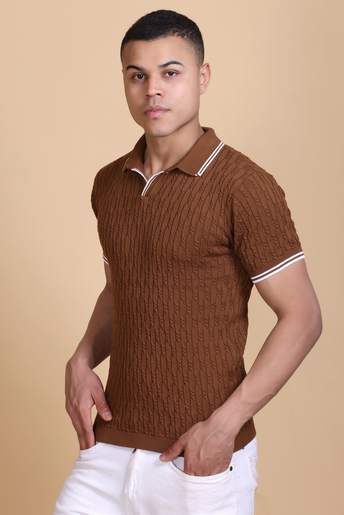 Cabe Knit Polo T-Shirt Men Black