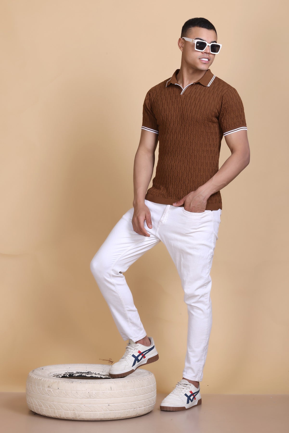 Cabe Knit Polo T-Shirt Men Black