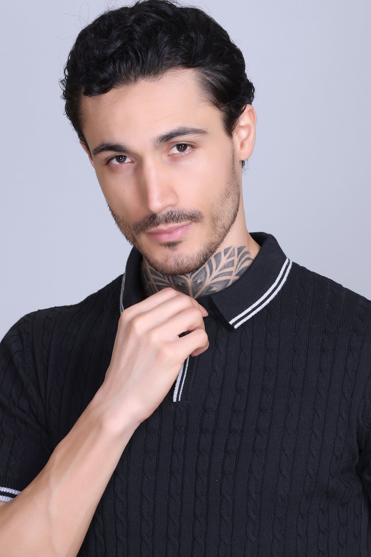 Men Cabe Knit Polo T-Shirt Black