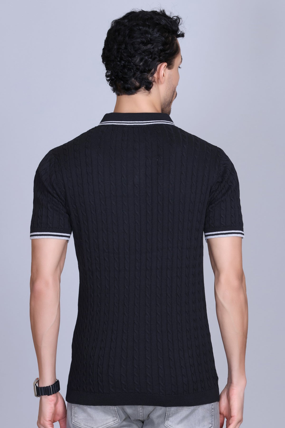 Men Cabe Knit Polo T-Shirt Black