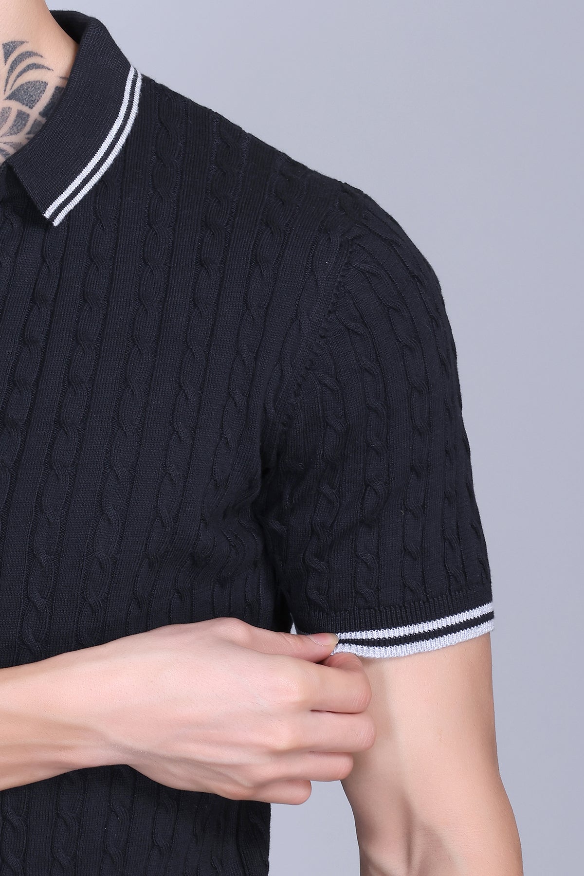 Men Cabe Knit Polo T-Shirt Black
