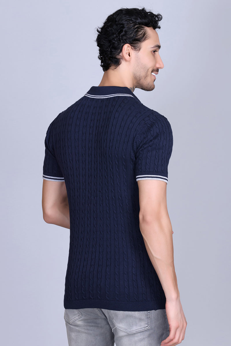 Men Cabe Knit Polo T-Shirt Navy