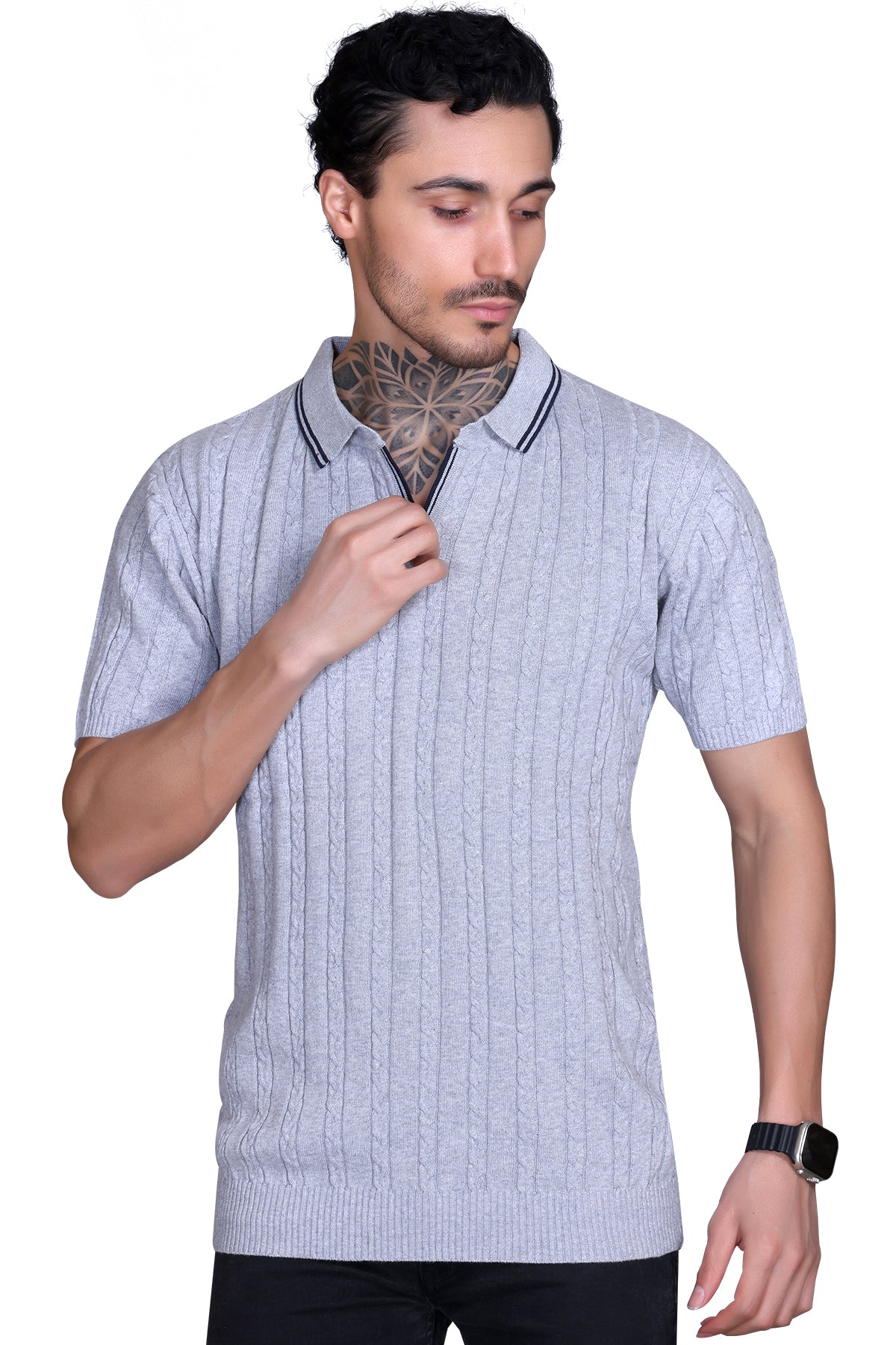 Men Polo T-Shirt Cable Design