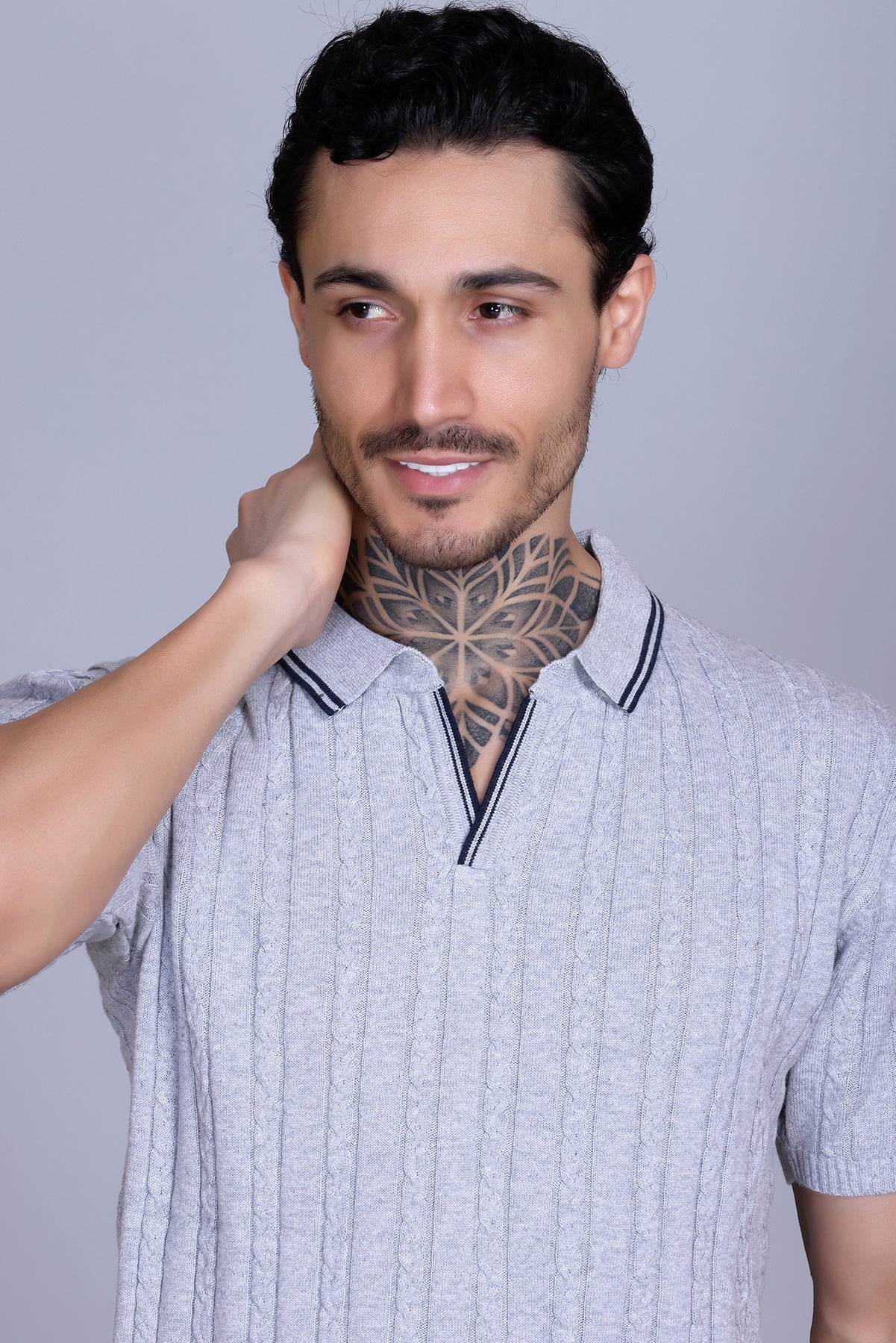 Men Polo T-Shirt Cable Design