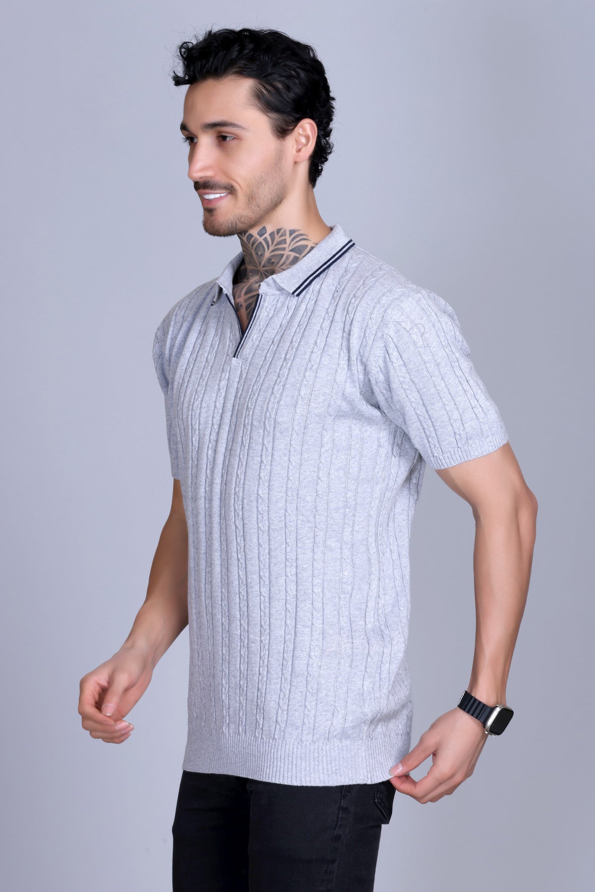 Men Polo T-Shirt Cable Design
