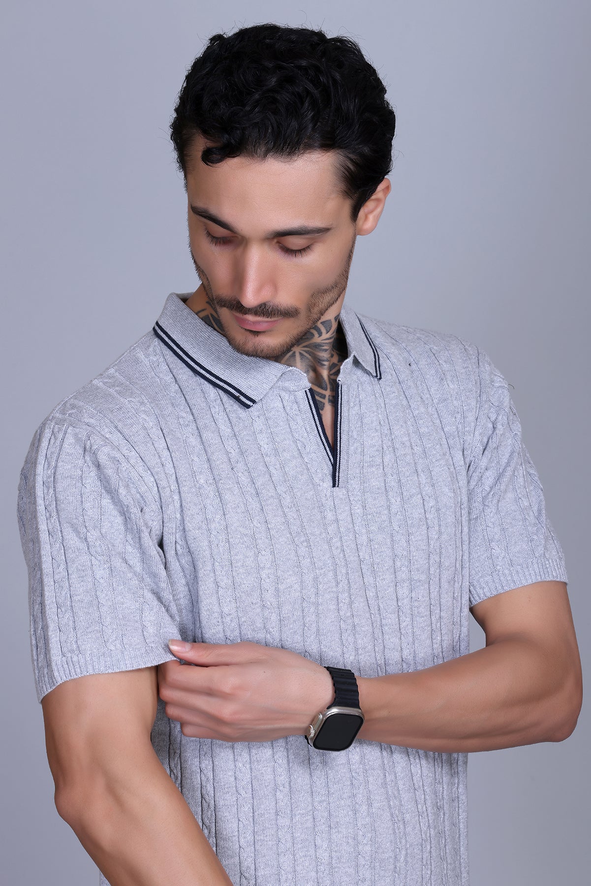 Men Polo T-Shirt Cable Design