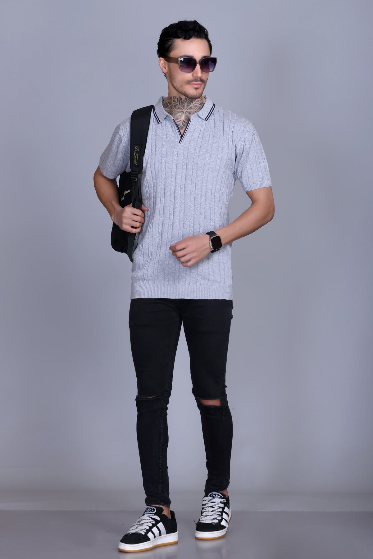 Men Polo T-Shirt Cable Design