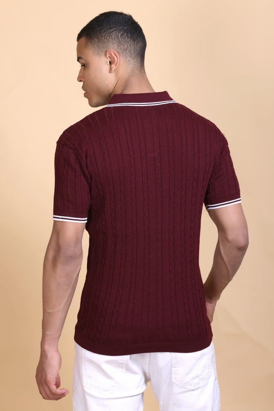 Men Polo T-Shirt Cable Design