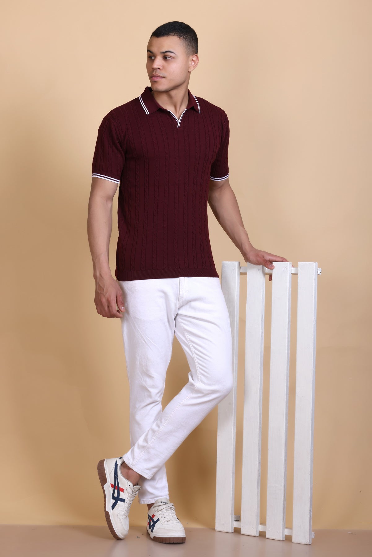 Men Polo T-Shirt Cable Design