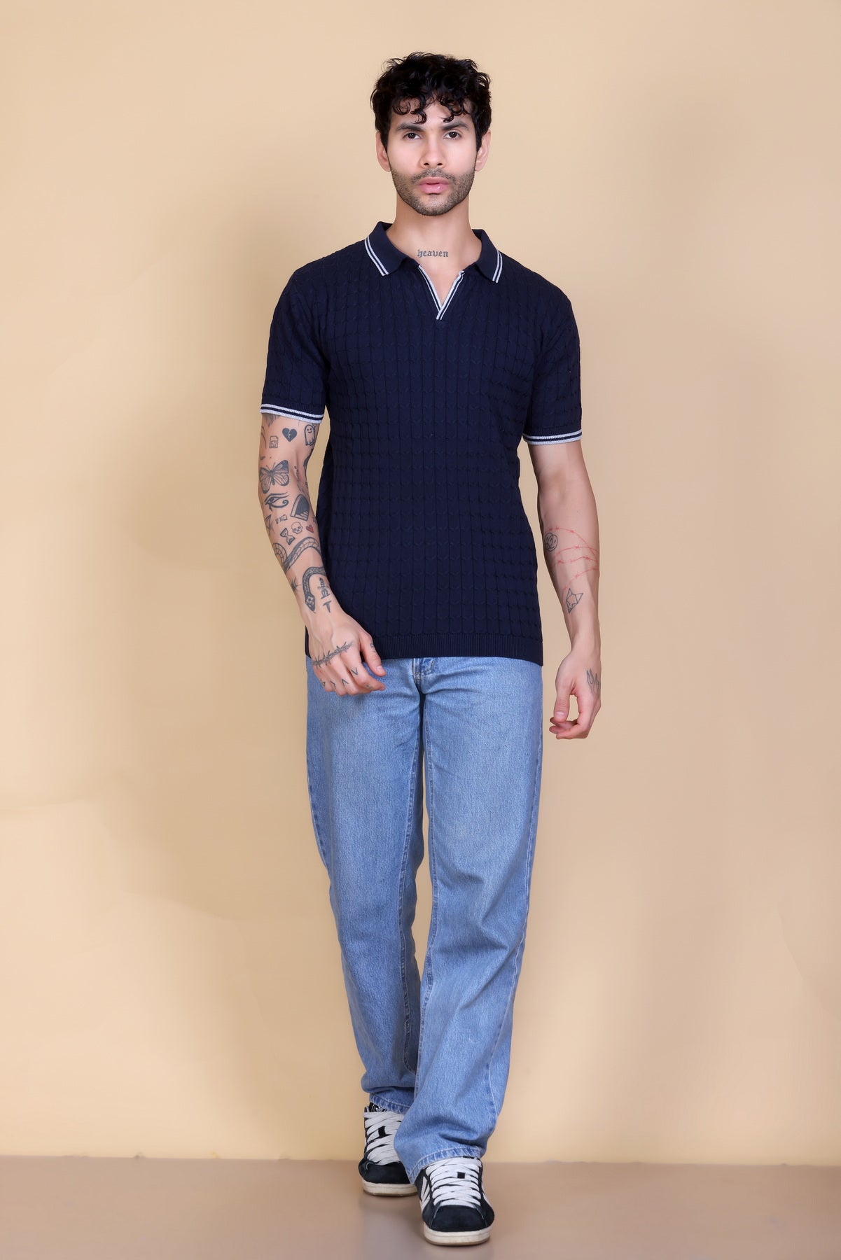 Flat Knit Polo T-Shirt