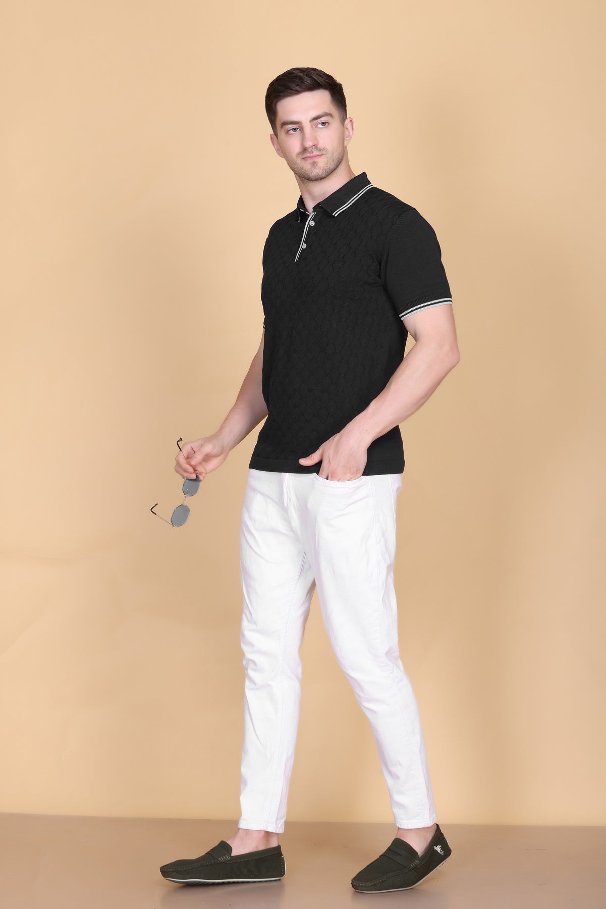 Embedded Texture Polo T-Shirt