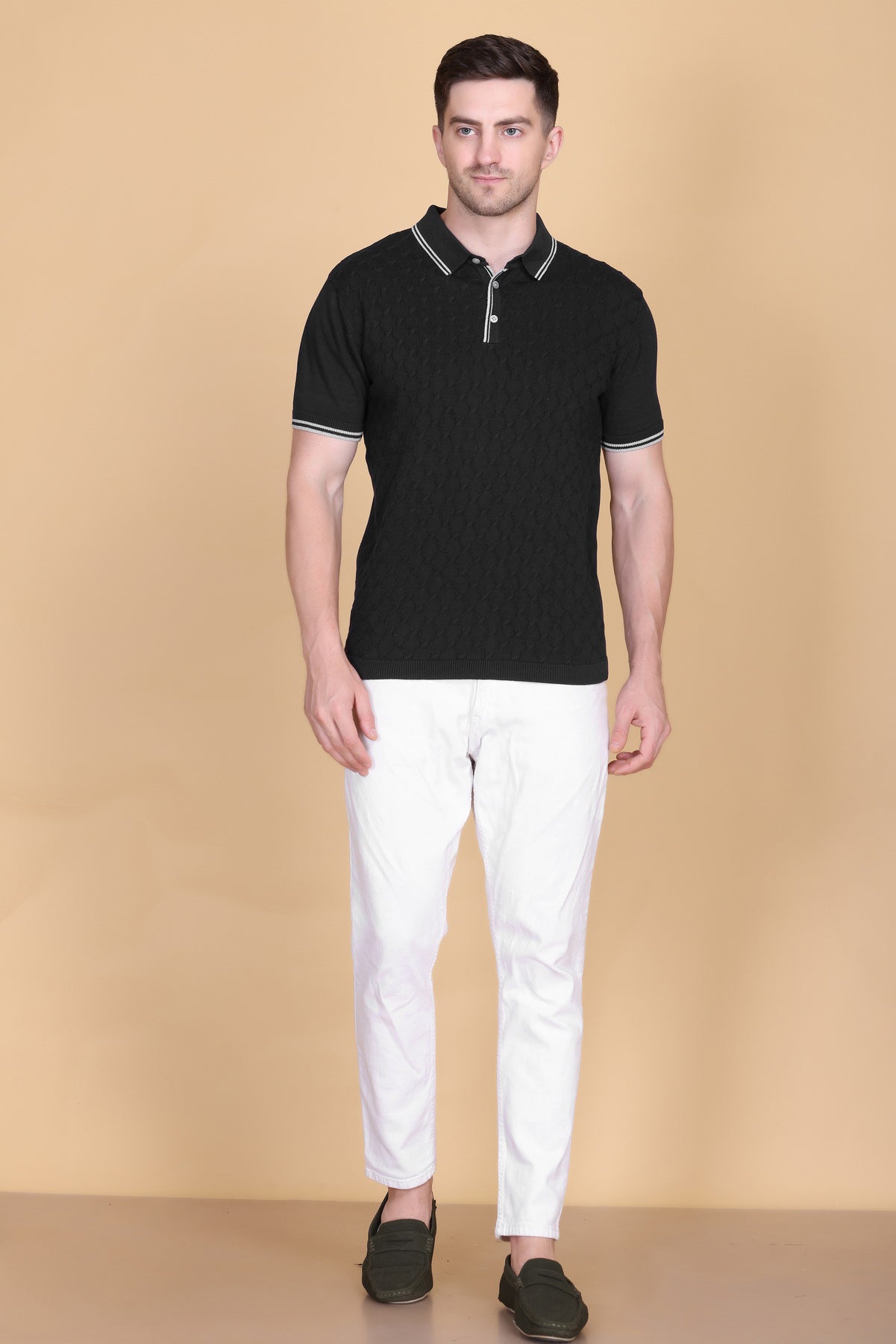 Embedded Texture Polo T-Shirt