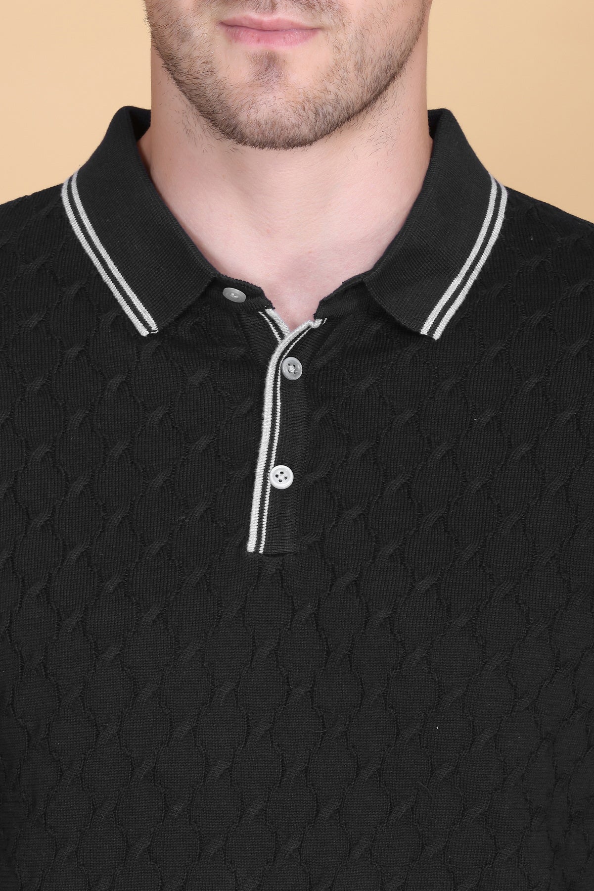 Embedded Texture Polo T-Shirt