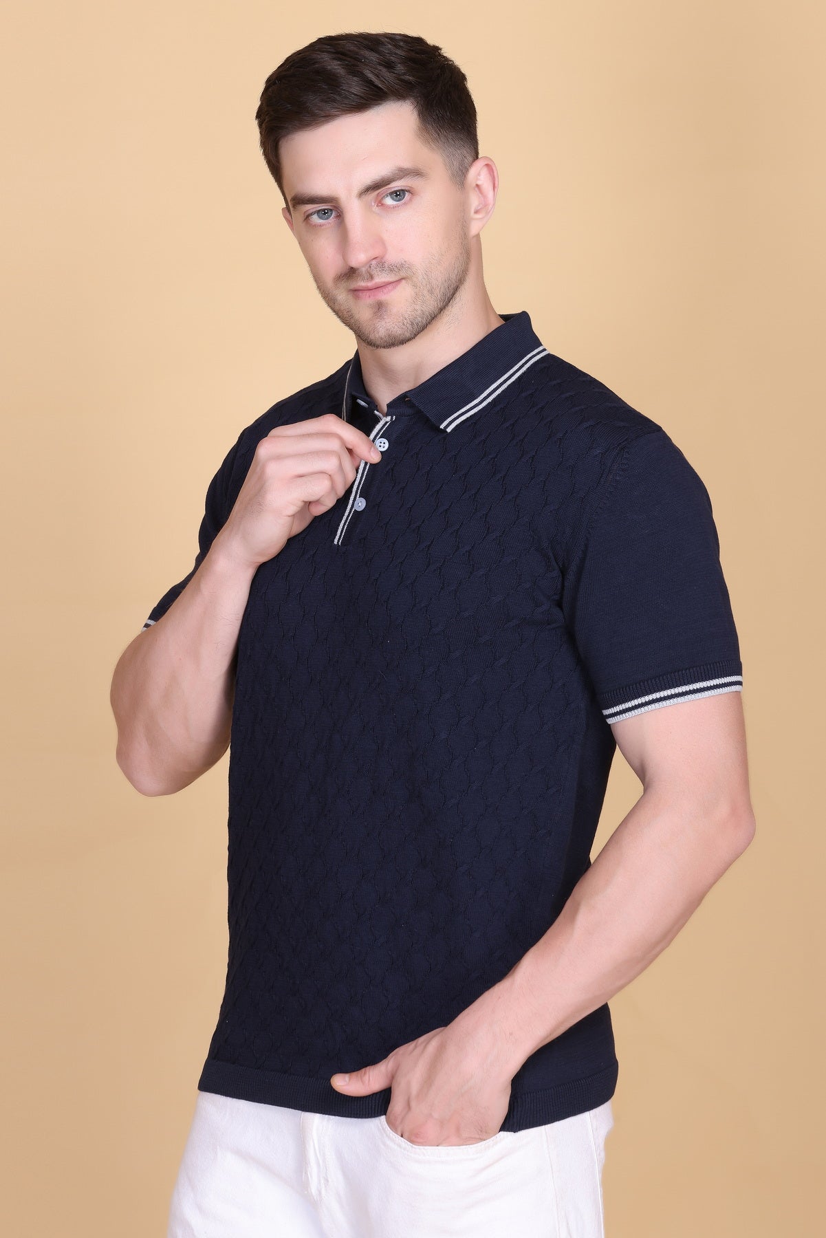 Embedded Texture Polo T-Shirt