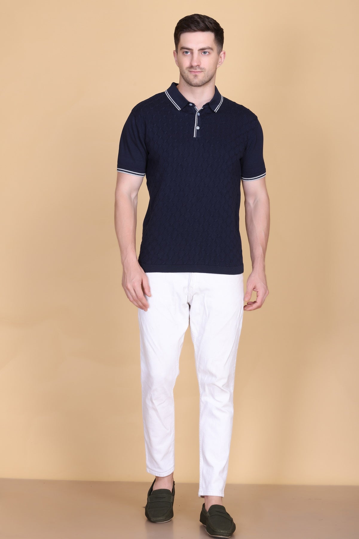 Embedded Texture Polo T-Shirt