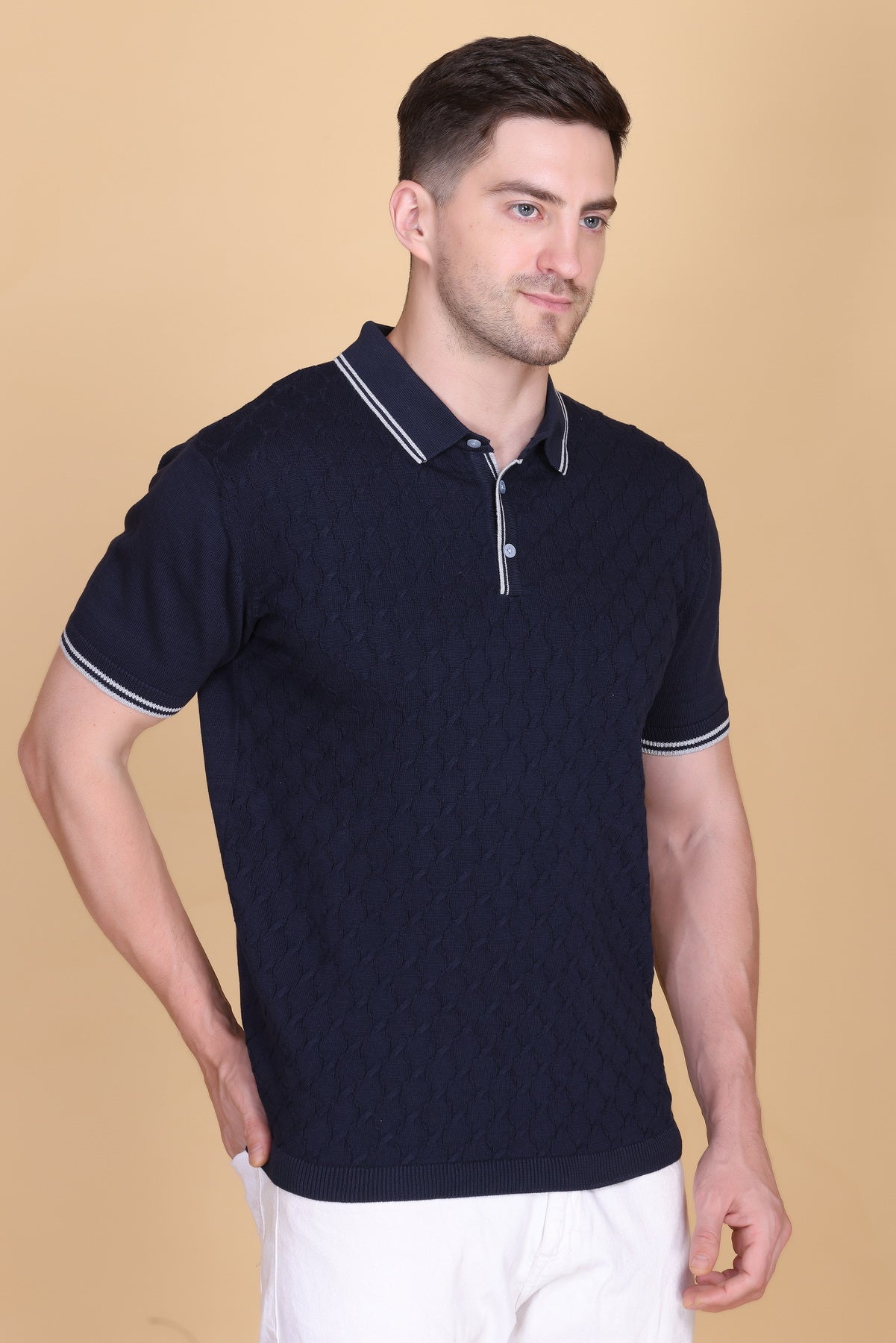 Embedded Texture Polo T-Shirt