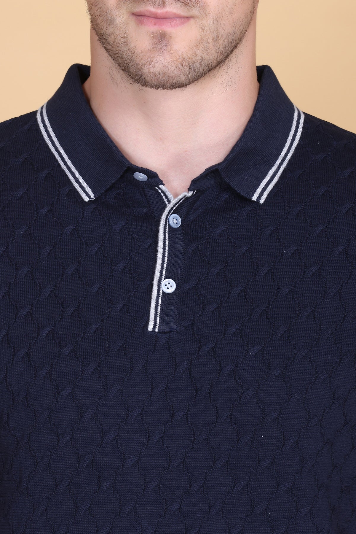 Embedded Texture Polo T-Shirt