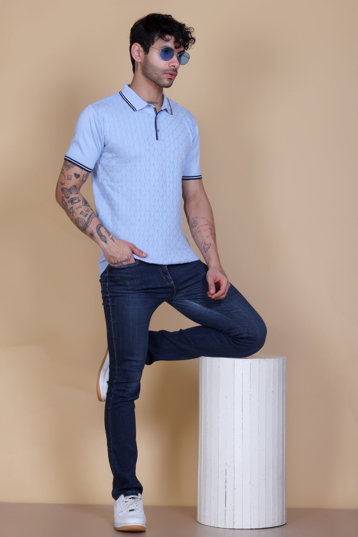 Embedded Texture Polo T-Shirt