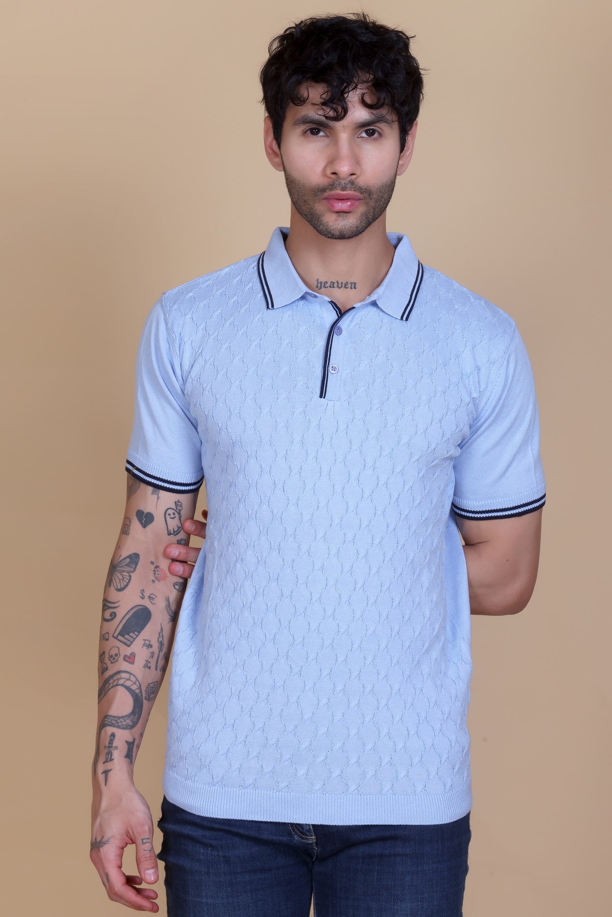 Embedded Texture Polo T-Shirt