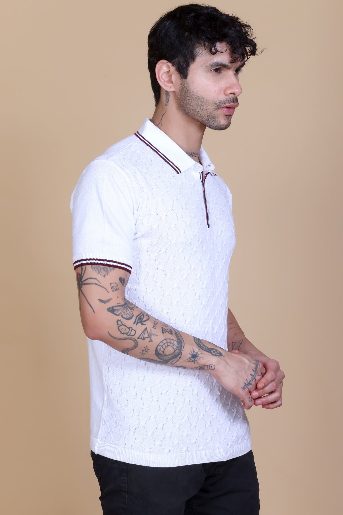 Embedded Texture Polo T-Shirt