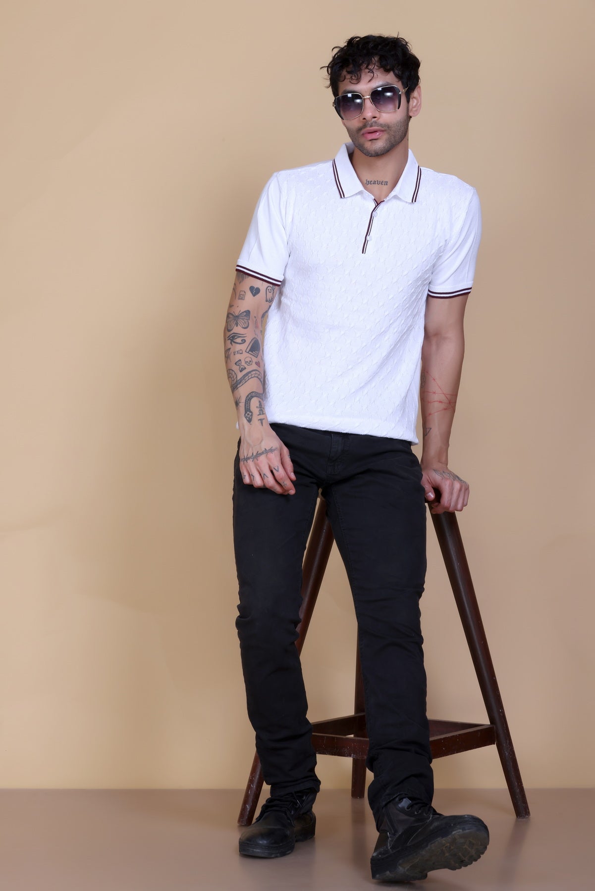 Embedded Texture Polo T-Shirt