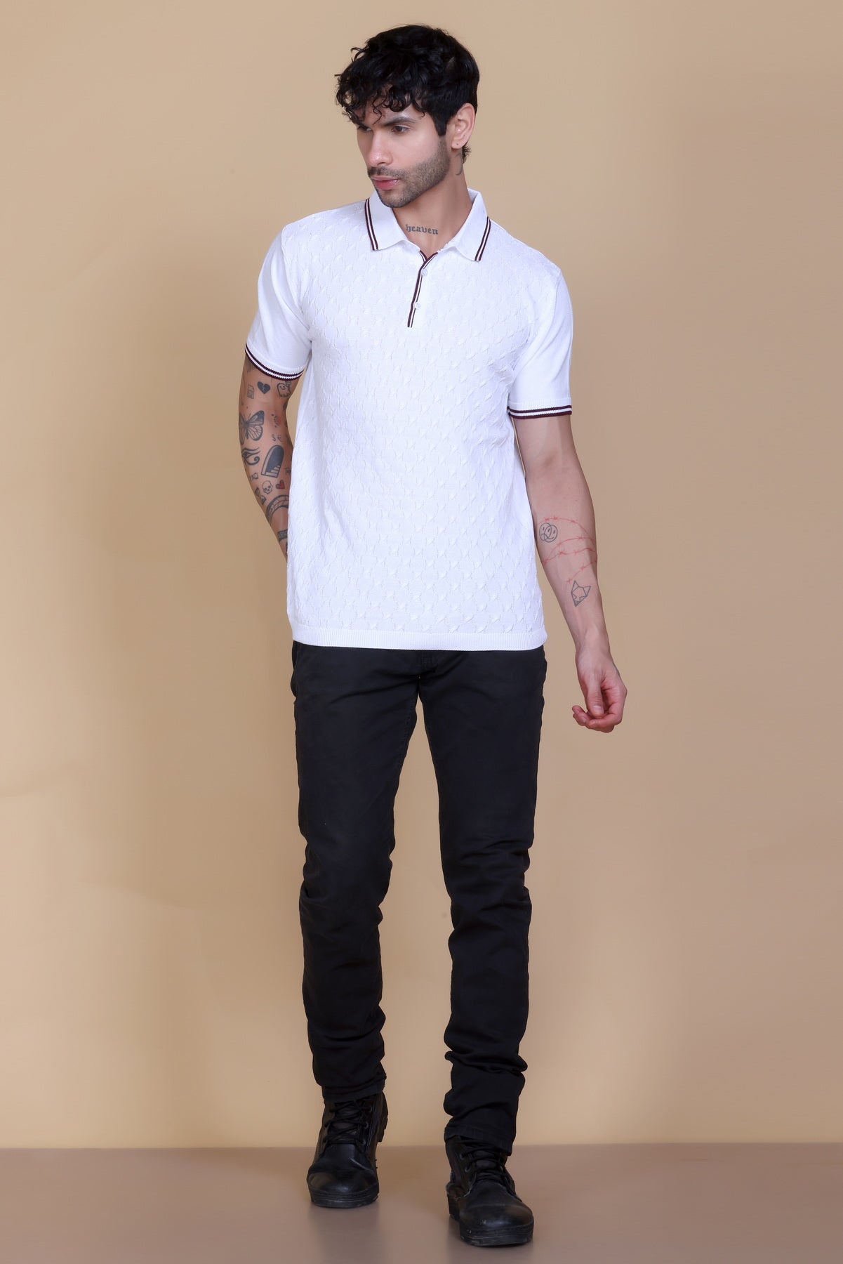 Embedded Texture Polo T-Shirt