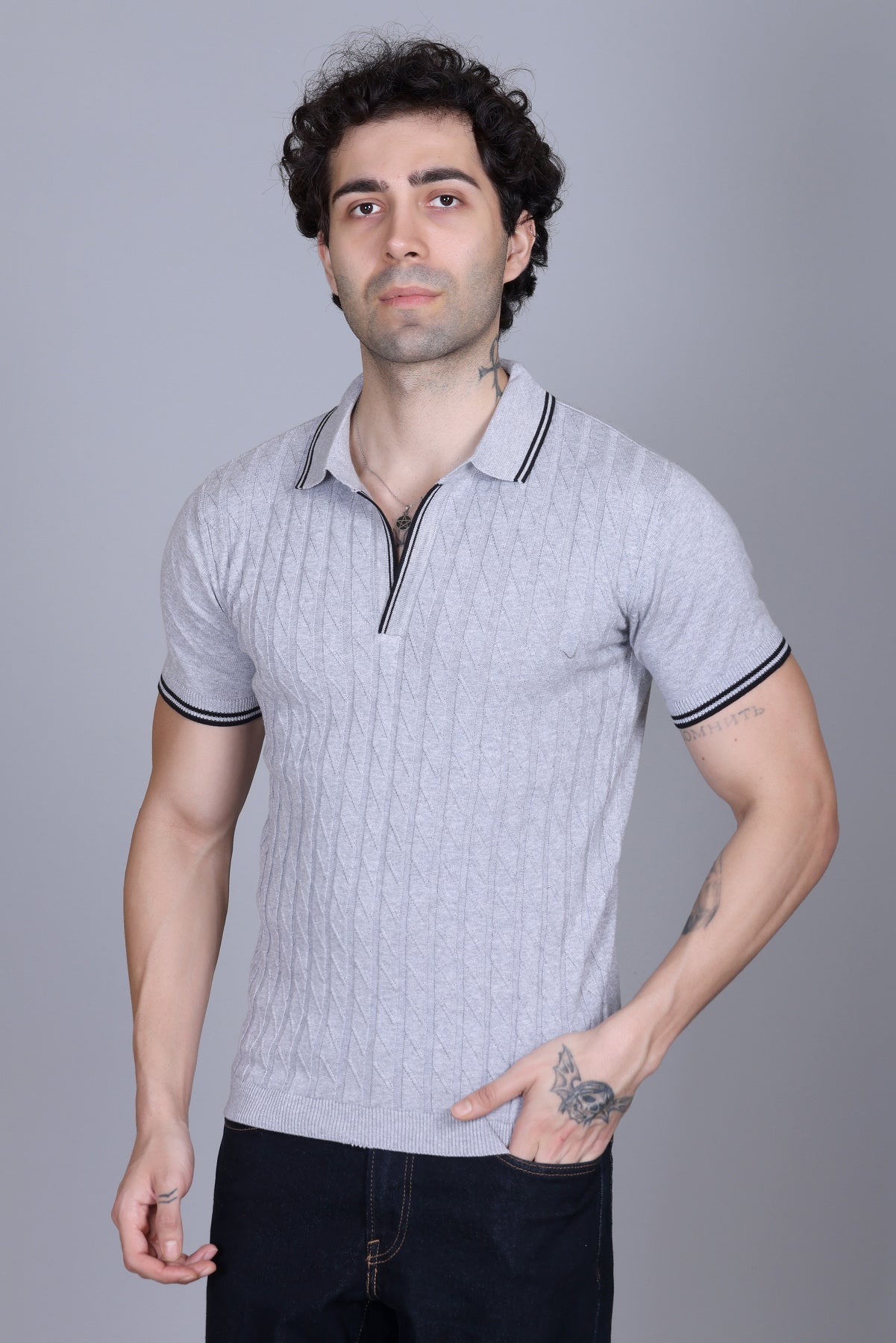 Textured Knit Polo