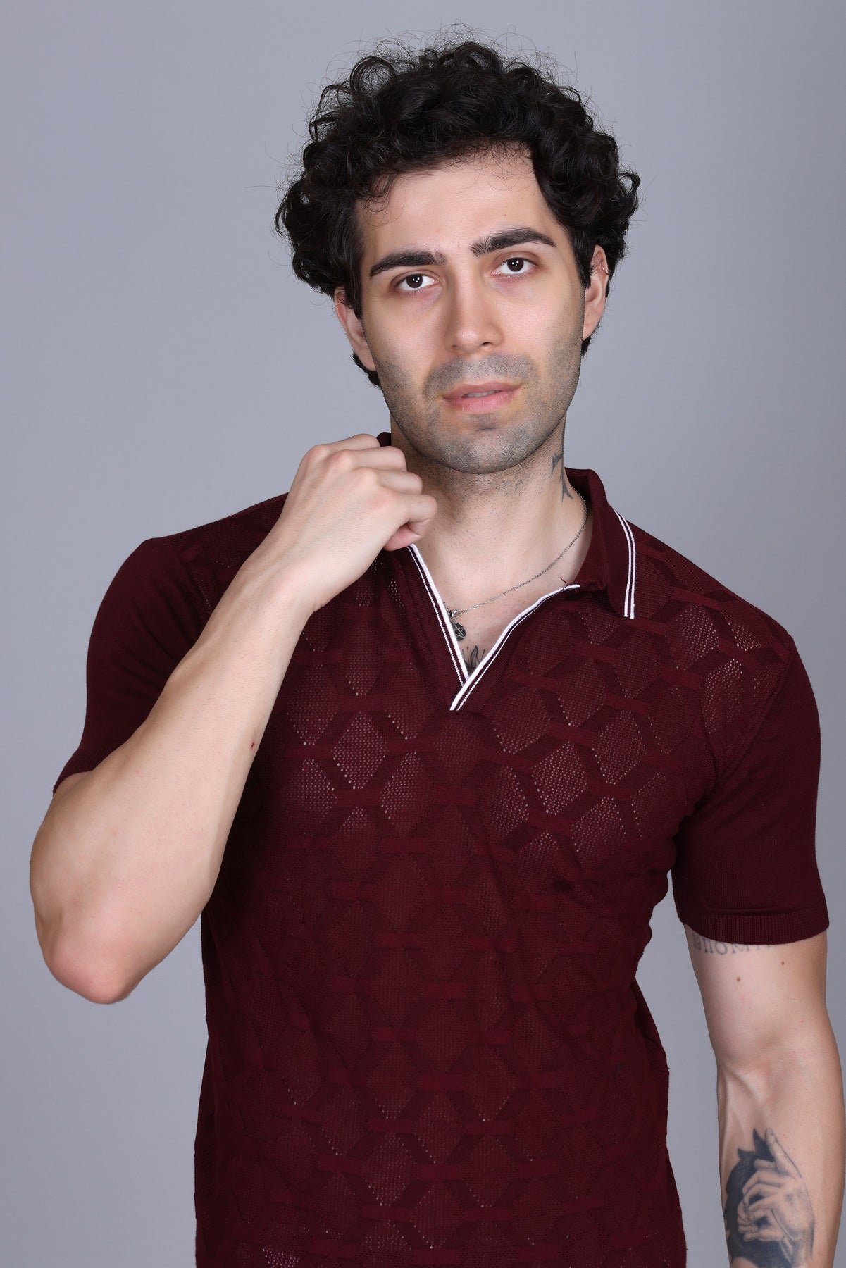Textured Knit Polo
