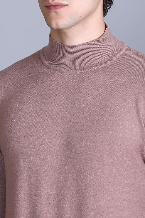 Men’s Self Design High Neck Dark Camel Sweater