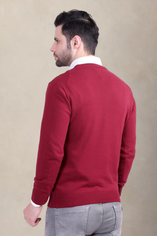 Men’s Round Neck Sweater | Solid Winter Wear