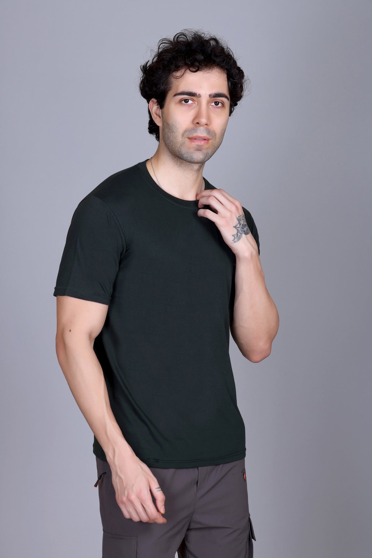 Short Sleeve T-Shirt Dark Green Color