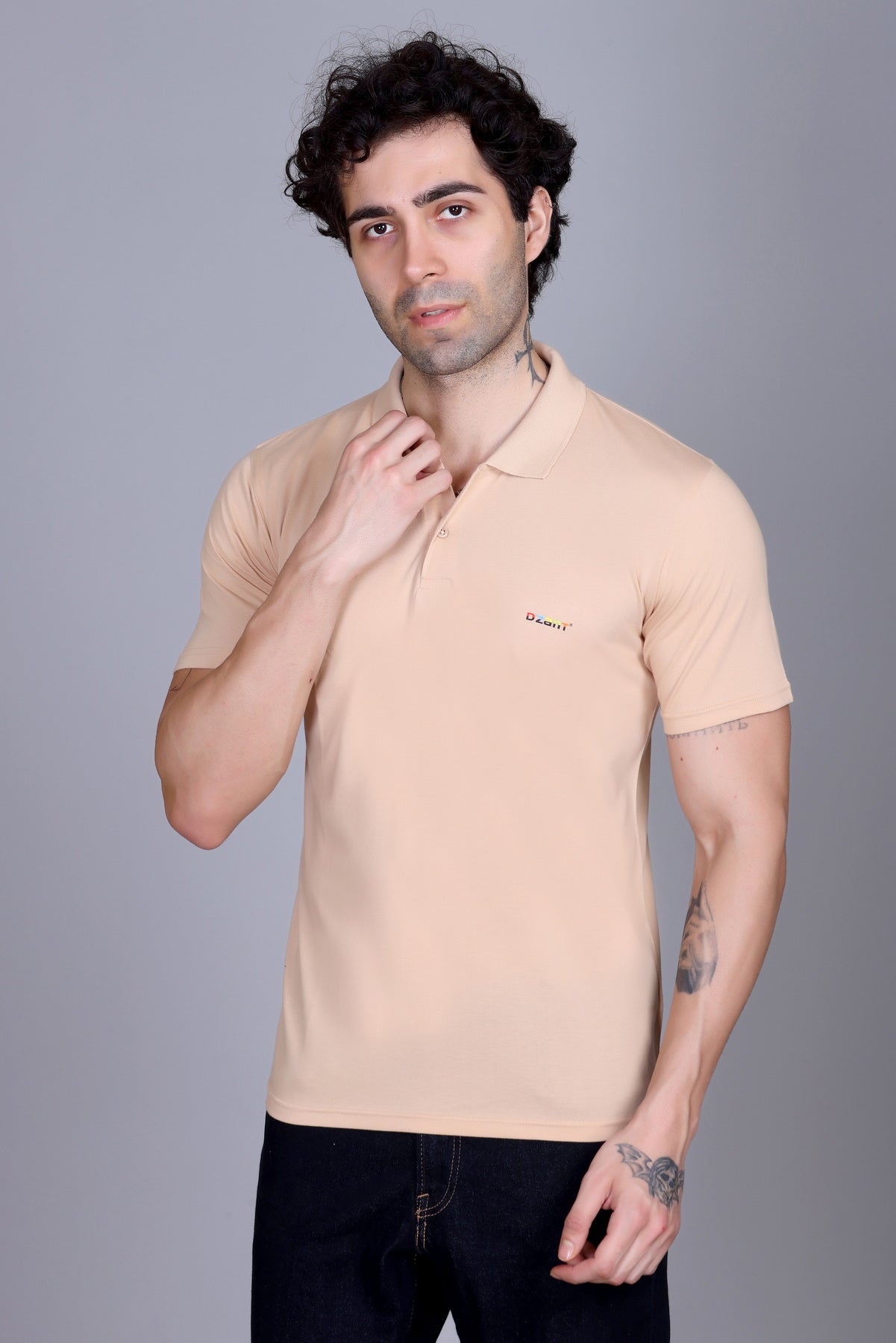 Half Sleeve Polo T-Shirt Beige Color