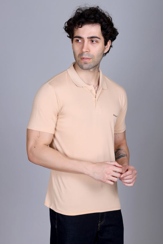Half Sleeve Polo T-Shirt Beige Color