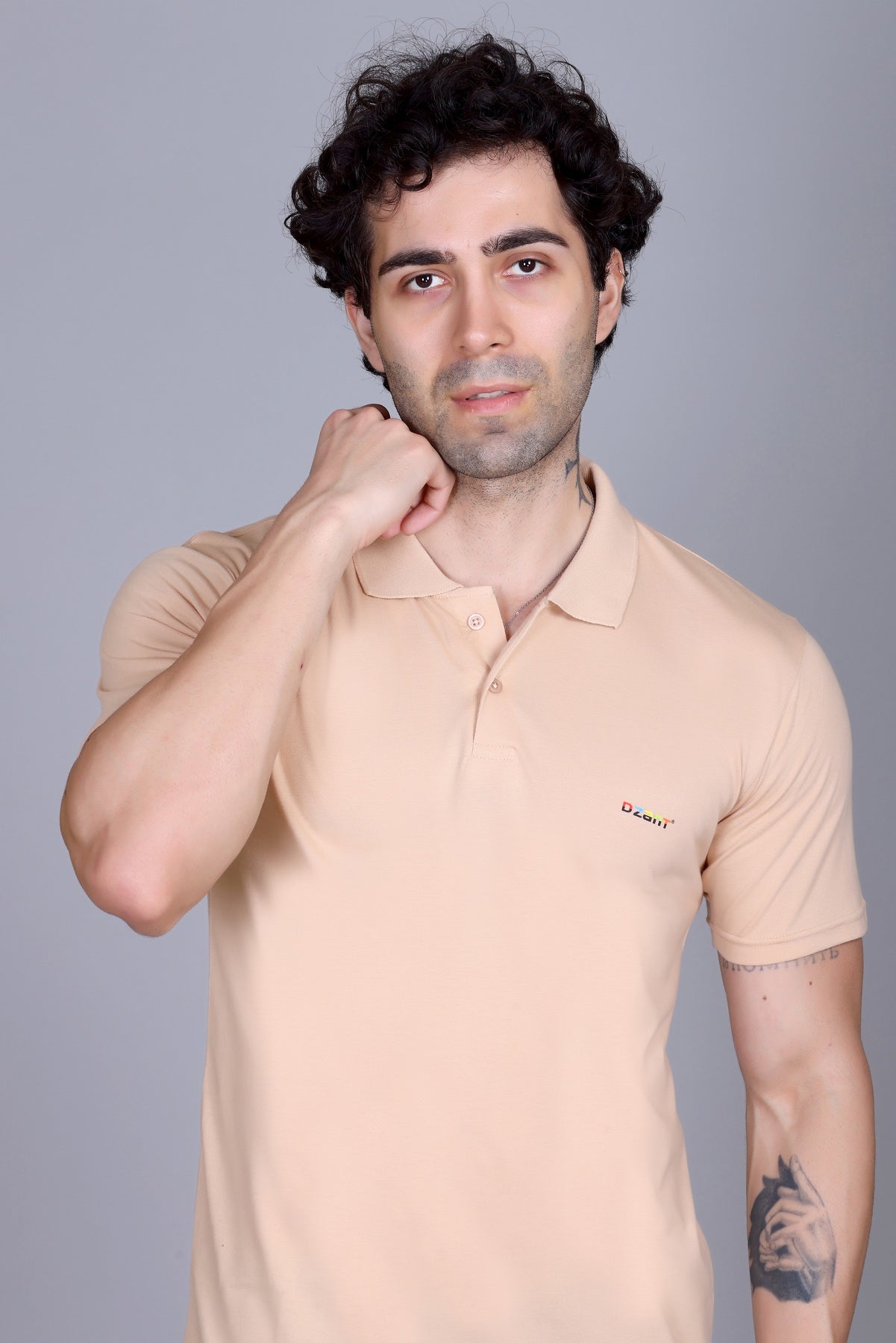 Half Sleeve Polo T-Shirt Beige Color