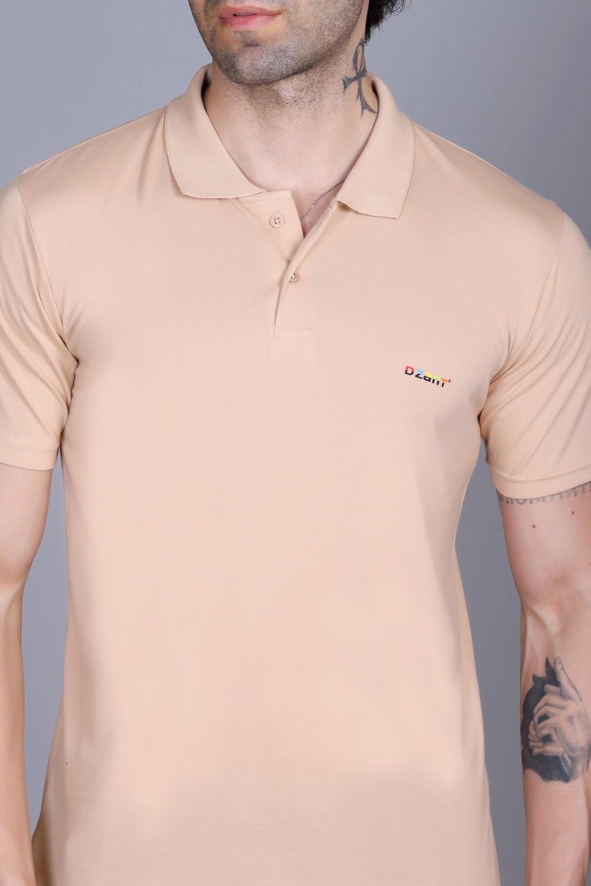 Half Sleeve Polo T-Shirt Beige Color