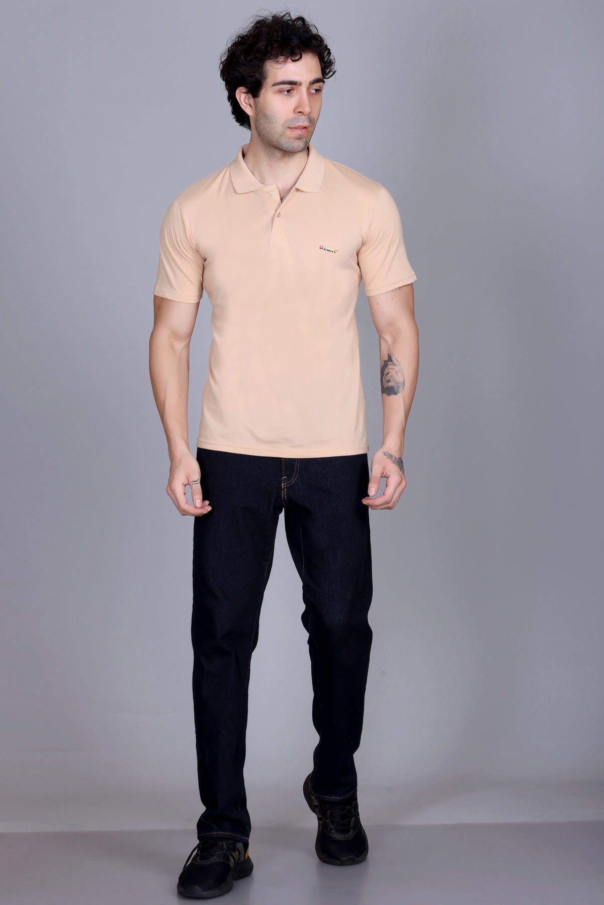 Half Sleeve Polo T-Shirt Beige Color