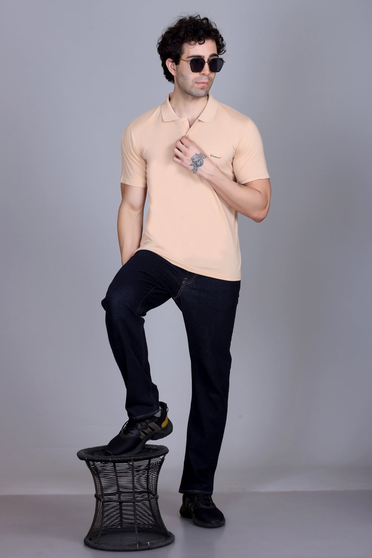 Half Sleeve Polo T-Shirt Beige Color