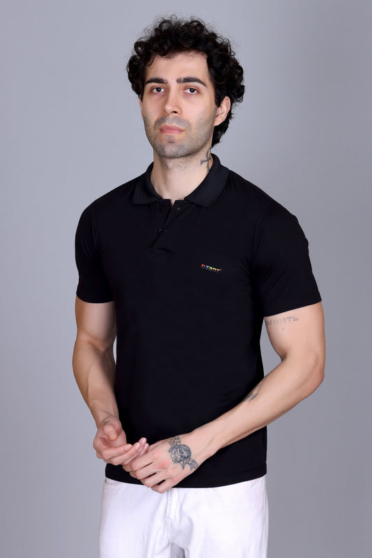 Half Sleeve Polo T-Shirt Black Color